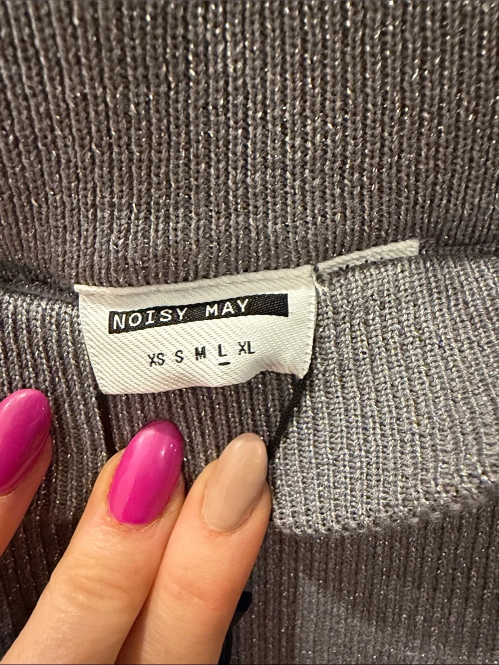 Noisy May Silver/ Gray Ribbed Knit Mini Skirt
